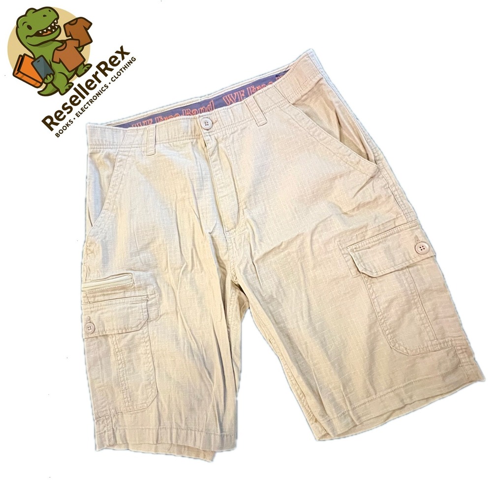 Mens WearFirst 36 Good Khaki Cargo Shorts Ripstop Cotton Blend Stretch Utility